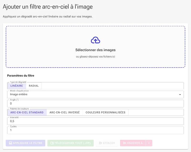 Ouvrir l'outil de filtre arc-en-ciel