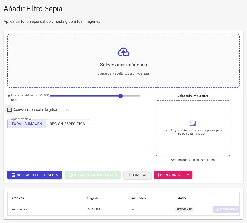 Configura la conversión previa a escala de grises
