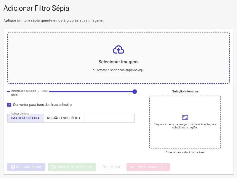 Abra a ferramenta de filtro sépia