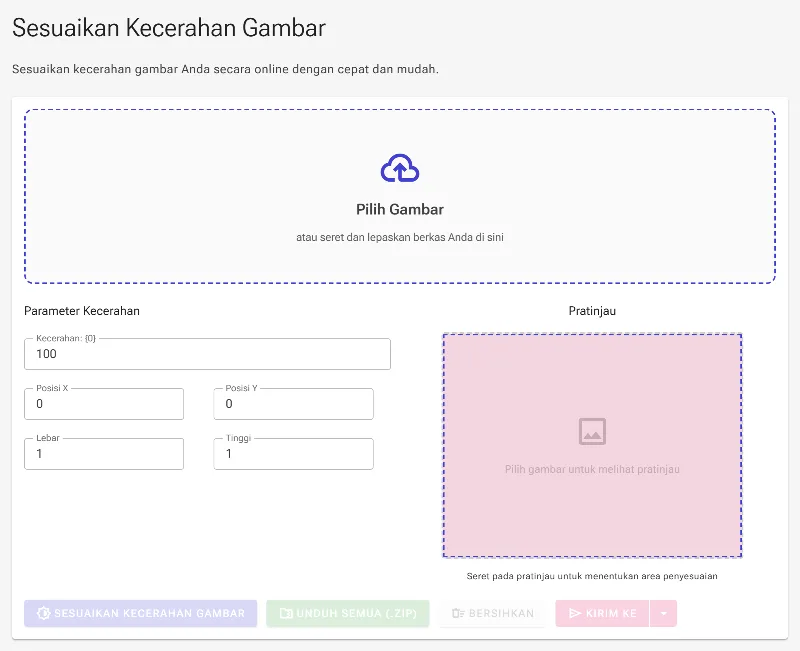 Buka alat penyesuaian kecerahan