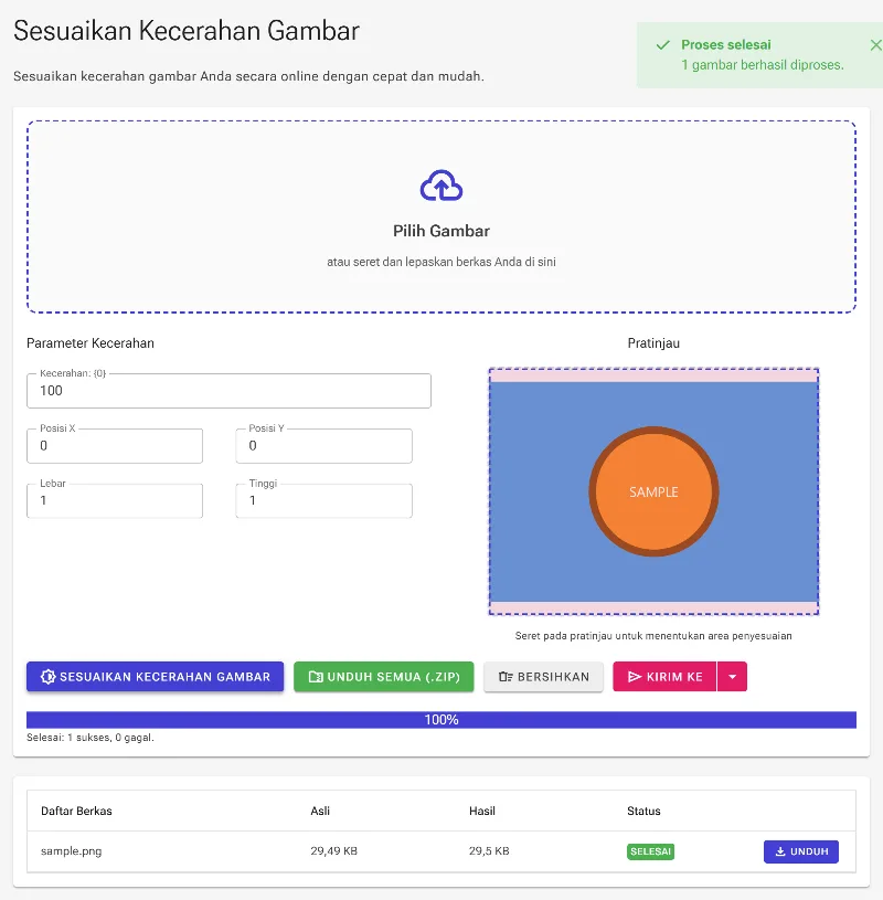 Proses dan unduh hasilnya
