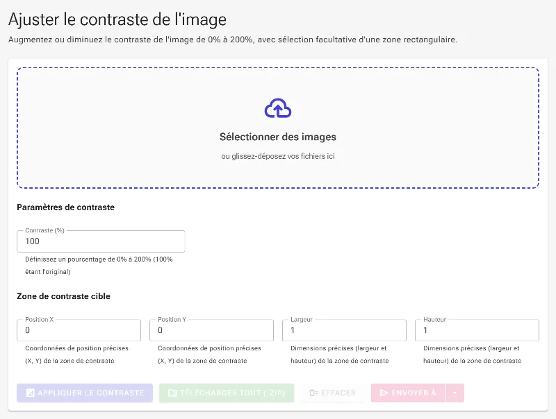 Ouvrez l'outil d'ajustement du contraste