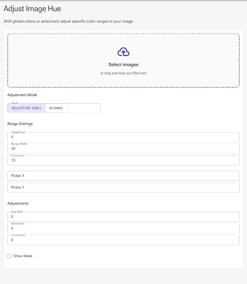 Open the Hue Adjustment Tool