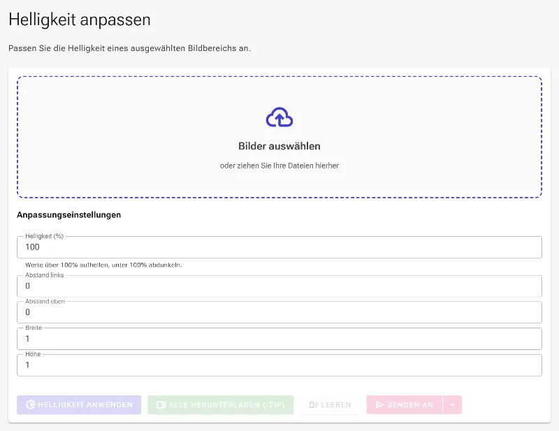 Öffnen Sie das Tool zur Bereichshelligkeit