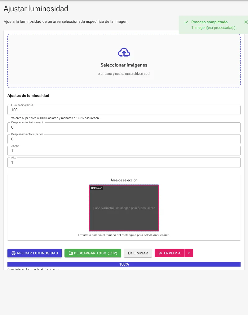 Procesa la luminosidad y descarga