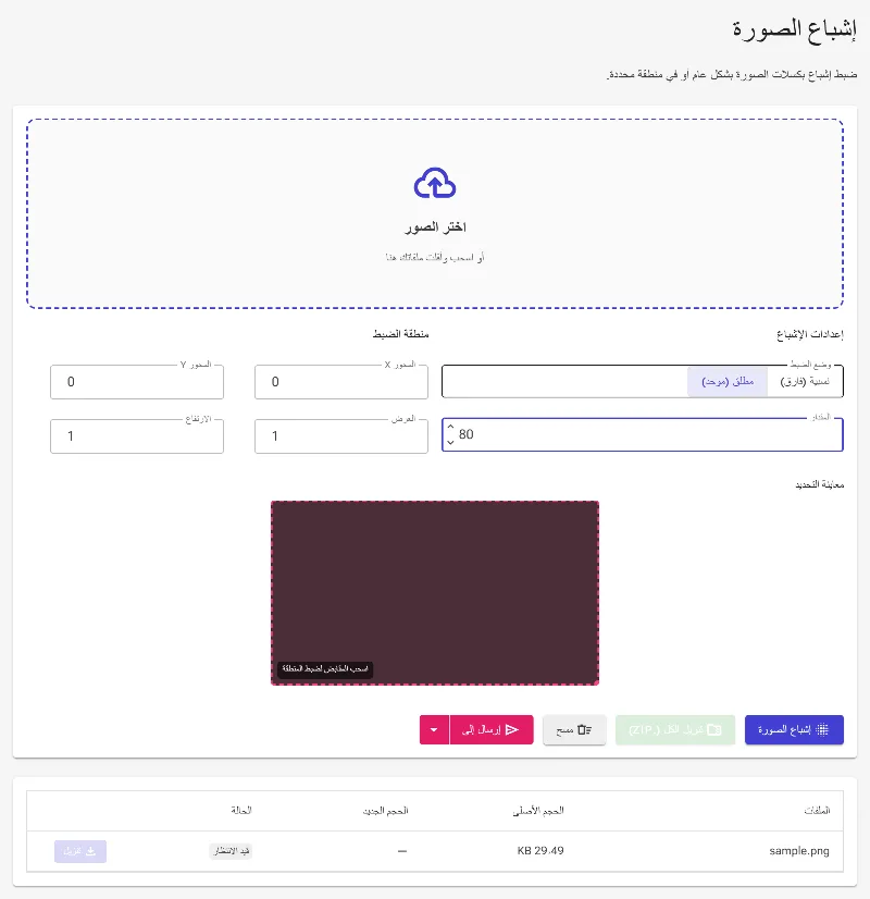 حدد قوة التشبع