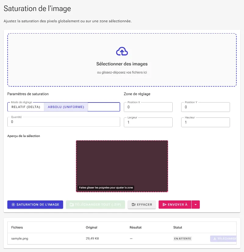 Sélectionnez le mode Delta ou Absolu