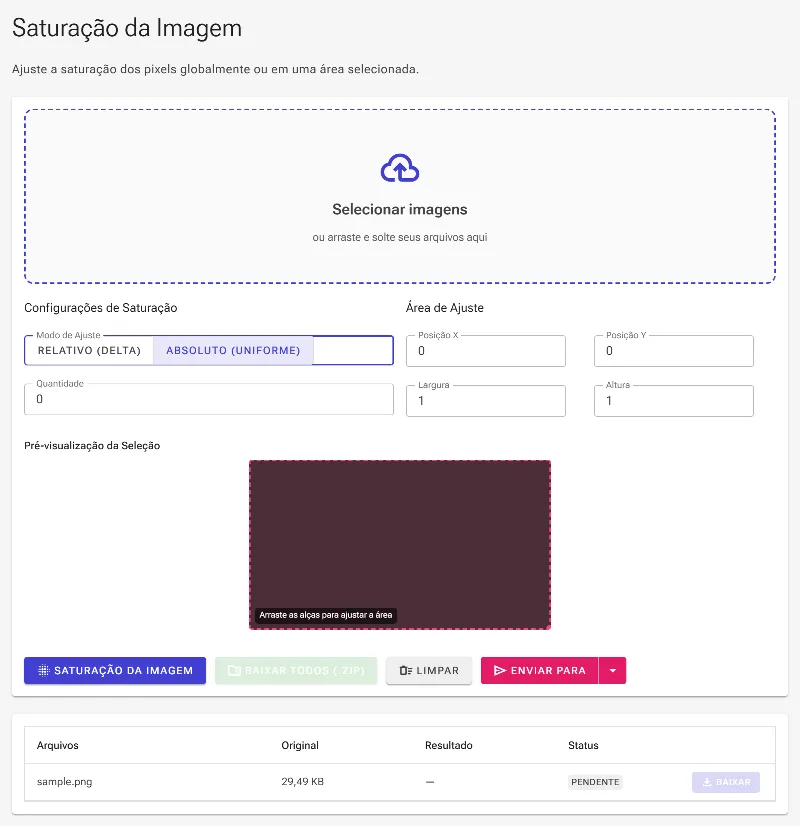 Selecione o modo Delta ou Absoluto
