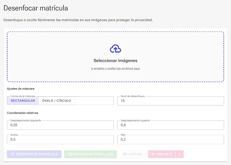Abre la herramienta de desenfoque de matrículas