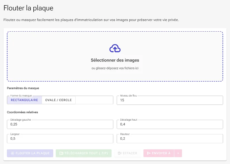Ouvrir l'outil de floutage de plaque