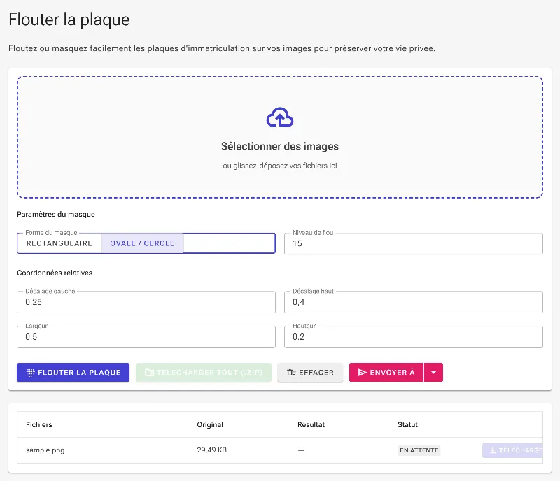 Choisir la forme du masque de flou
