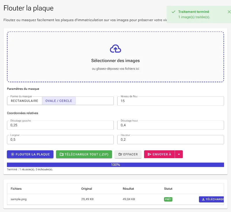 Appliquer le flou et enregistrer