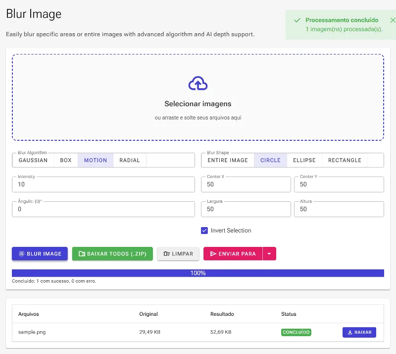 Aplique as alterações e faça o download