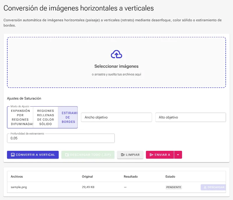 Aplica estiramiento de bordes verticales