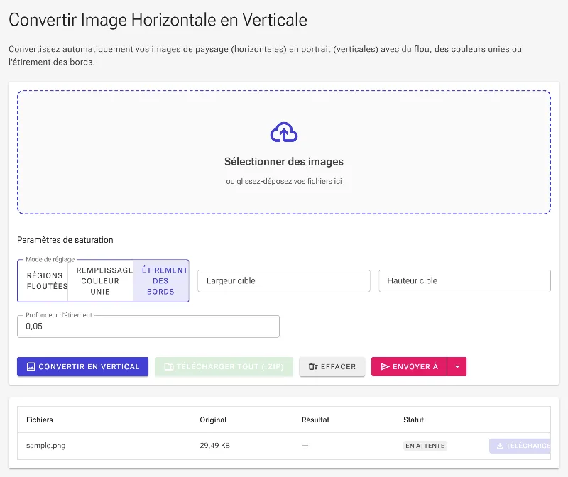Appliquez l'étirement des bords verticaux