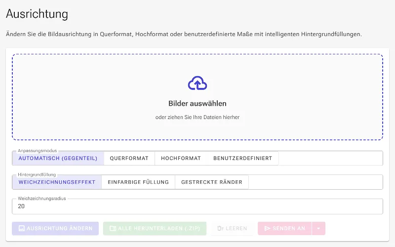 Öffne das Tool zur Bildausrichtung
