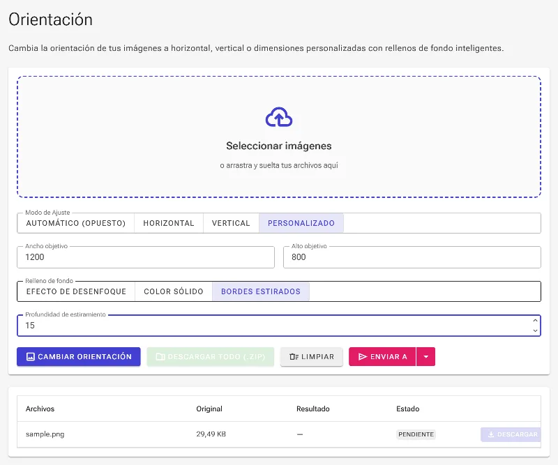 Configura la extensión de bordes estirados