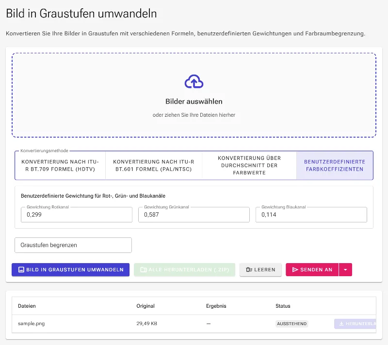 Wählen Sie eine Methode zur Graustufen-Umwandlung