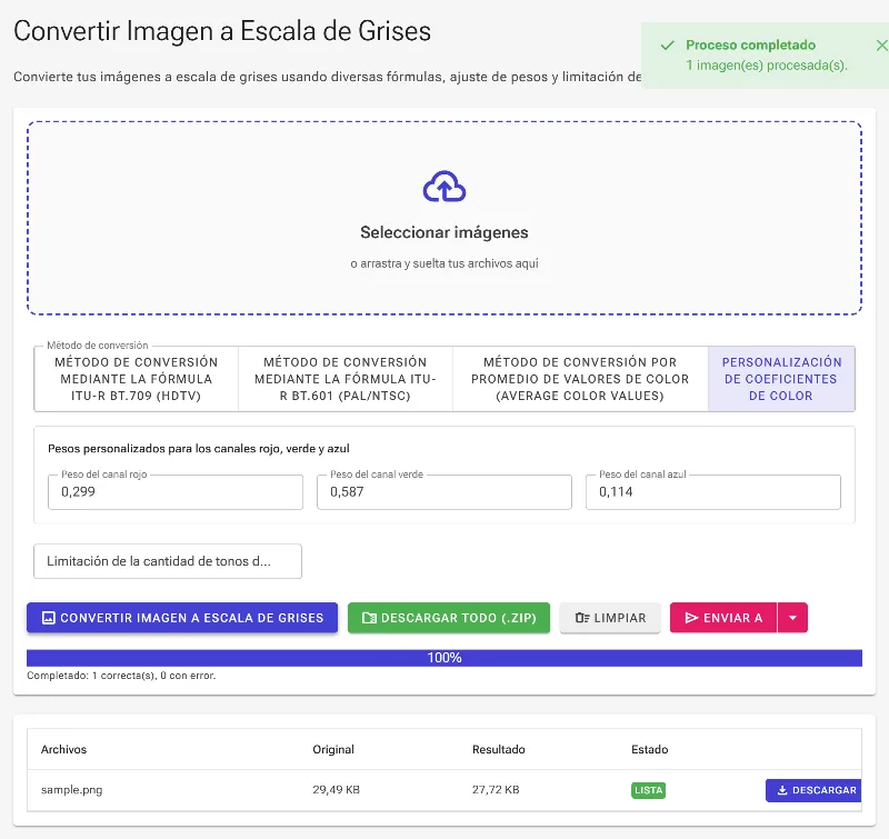 Aplica la conversión y guarda tu imagen