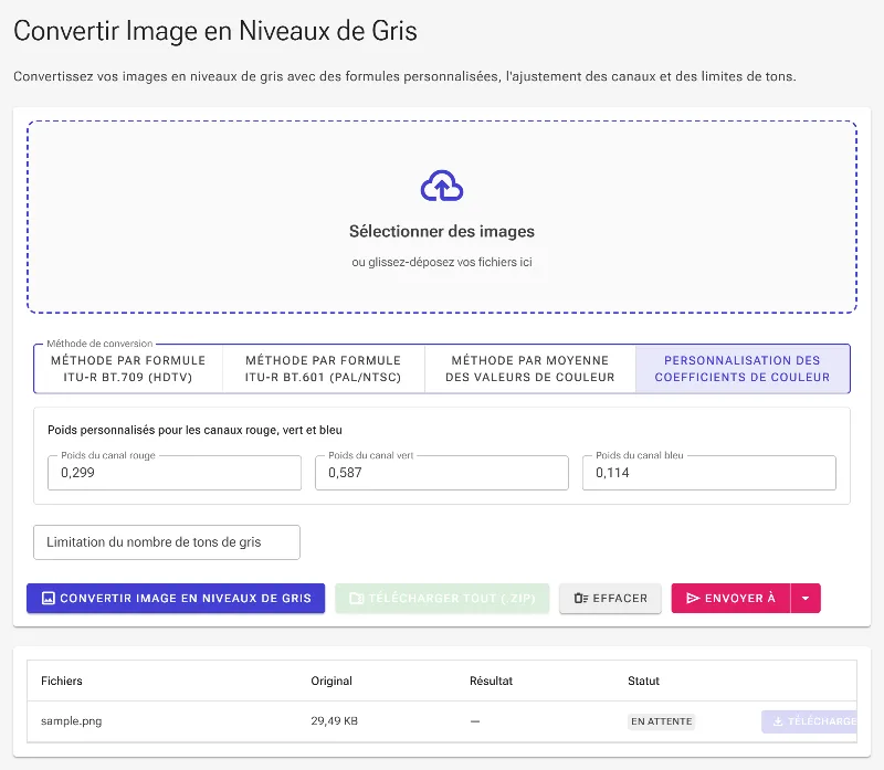 Sélectionner une méthode de conversion