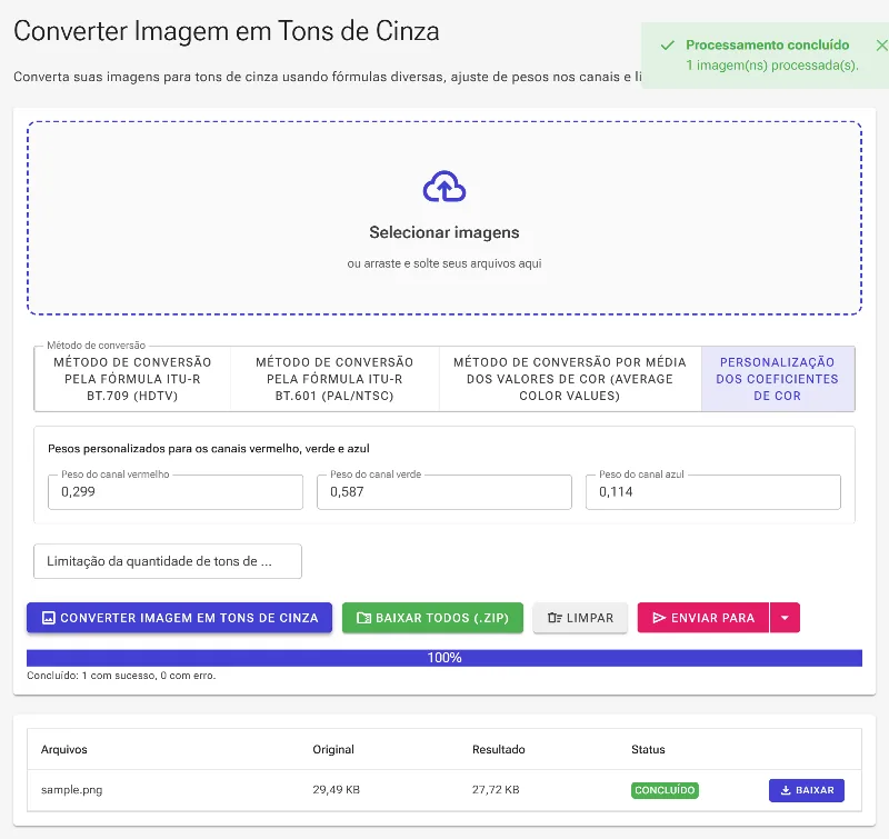 Aplique a conversão e salve sua imagem