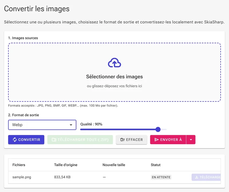 Choisir le format WebP