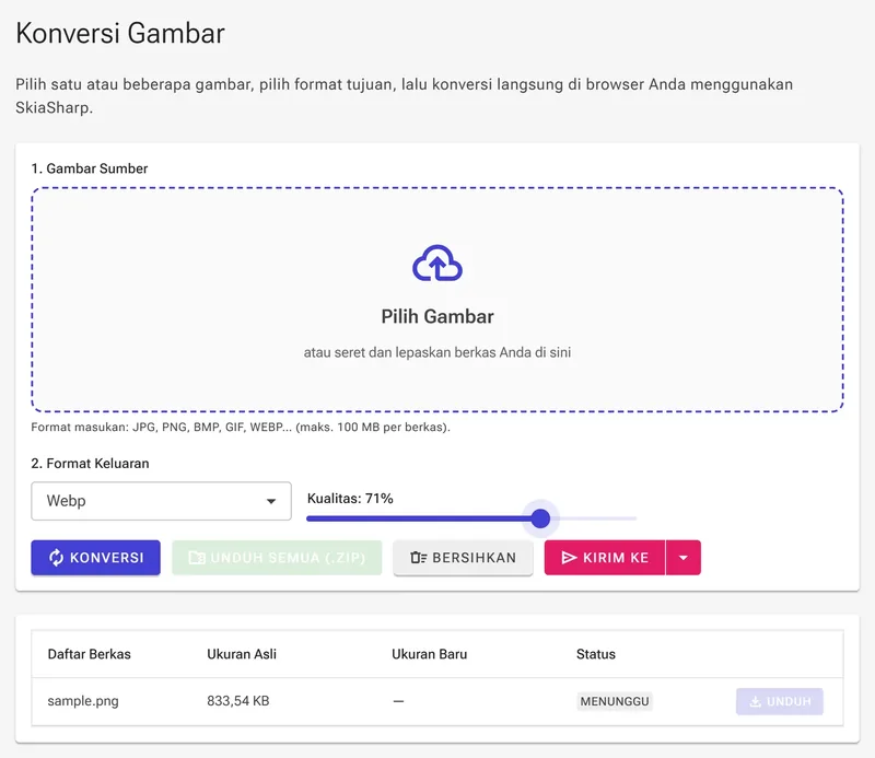 Sesuaikan kualitas WebP