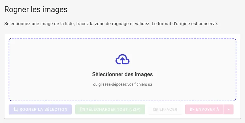 État initial — glissez des fichiers ou cliquez pour les sélectionner.