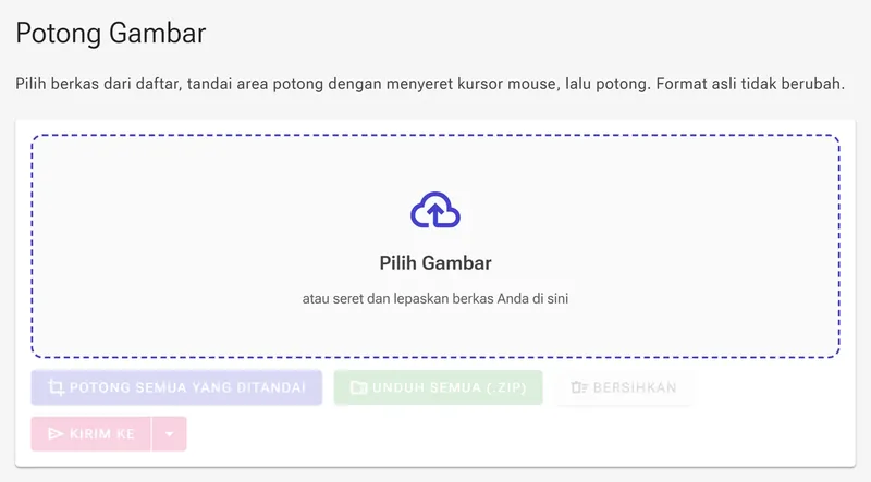 Status awal — seret file atau klik untuk memilihnya.