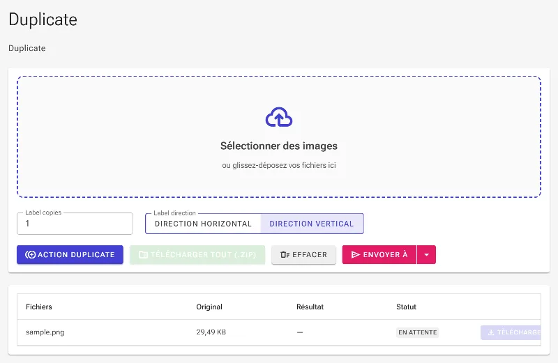 Définissez la direction de duplication
