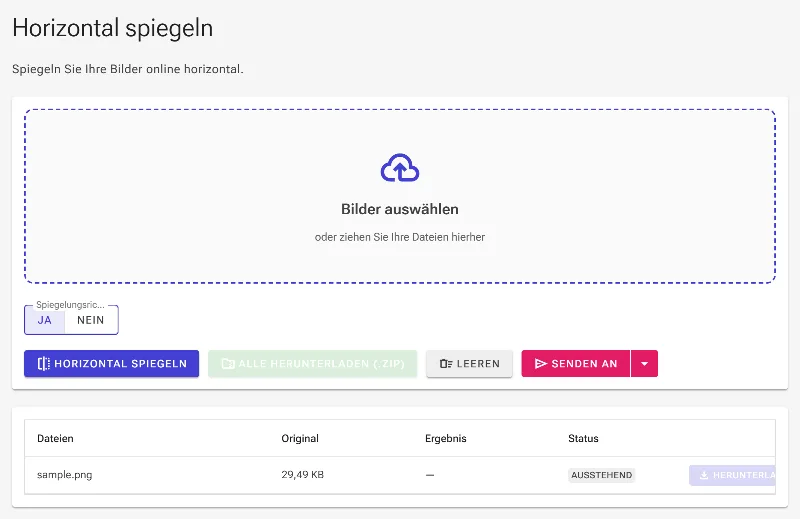 Konfigurieren Sie die Spiegelrichtung