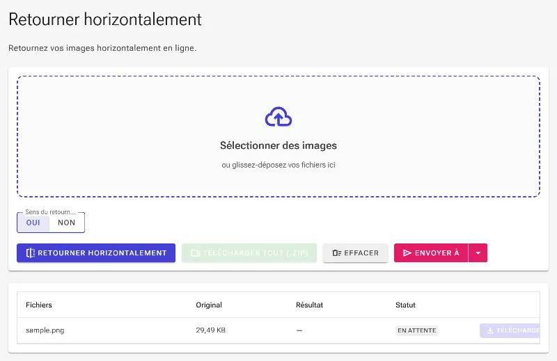 Configurez la direction du retournement
