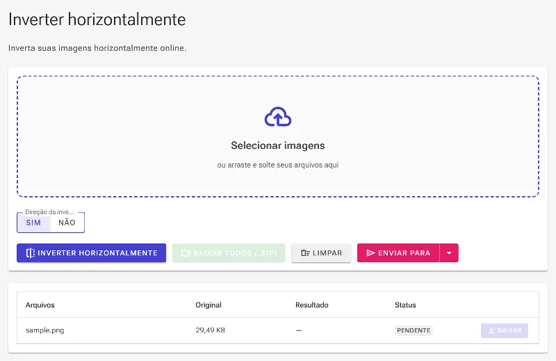 Configure a direção da inversão