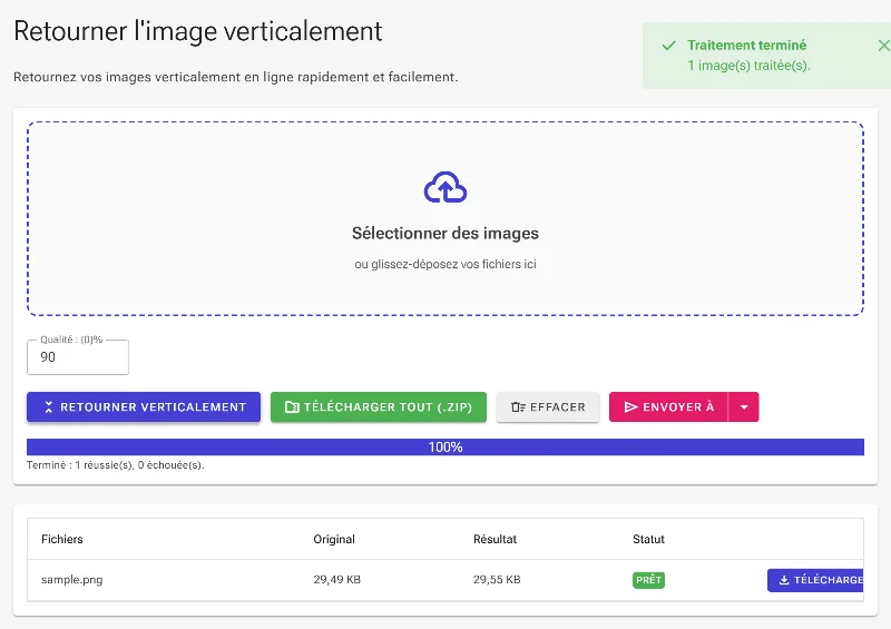 Exécutez le retournement vertical