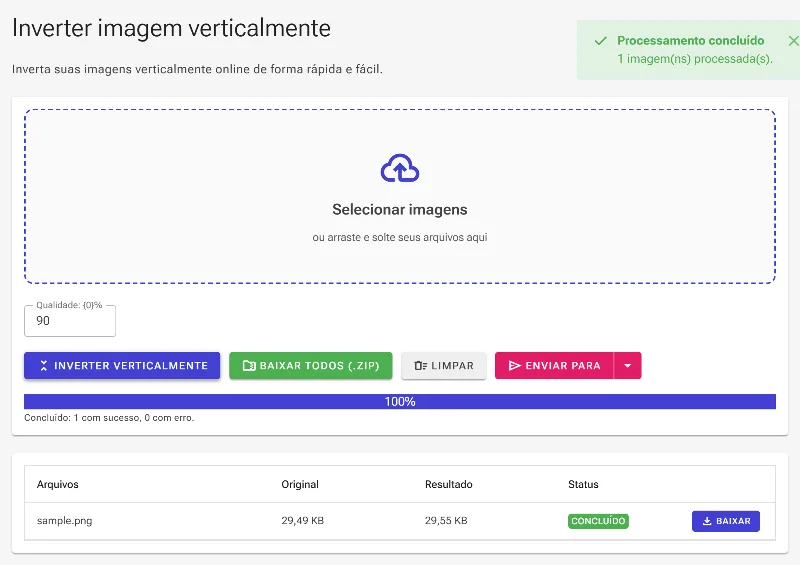 Execute a inversão vertical