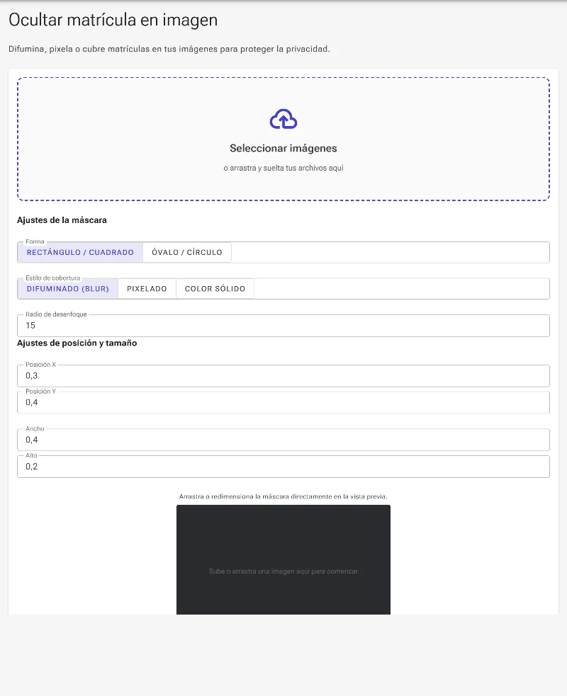 Abre la herramienta para matrículas
