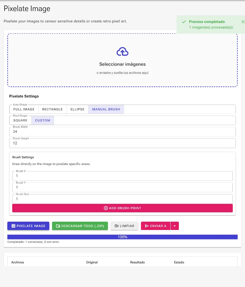 Renderiza y descarga los resultados