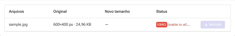 Tela de grade de resultados