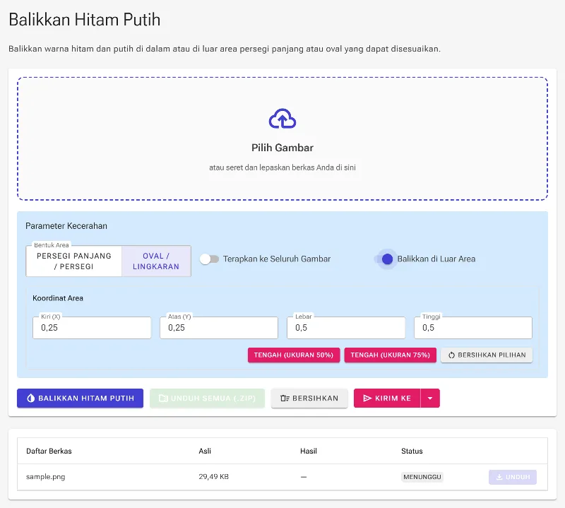 Balikkan warna di luar area yang dipilih
