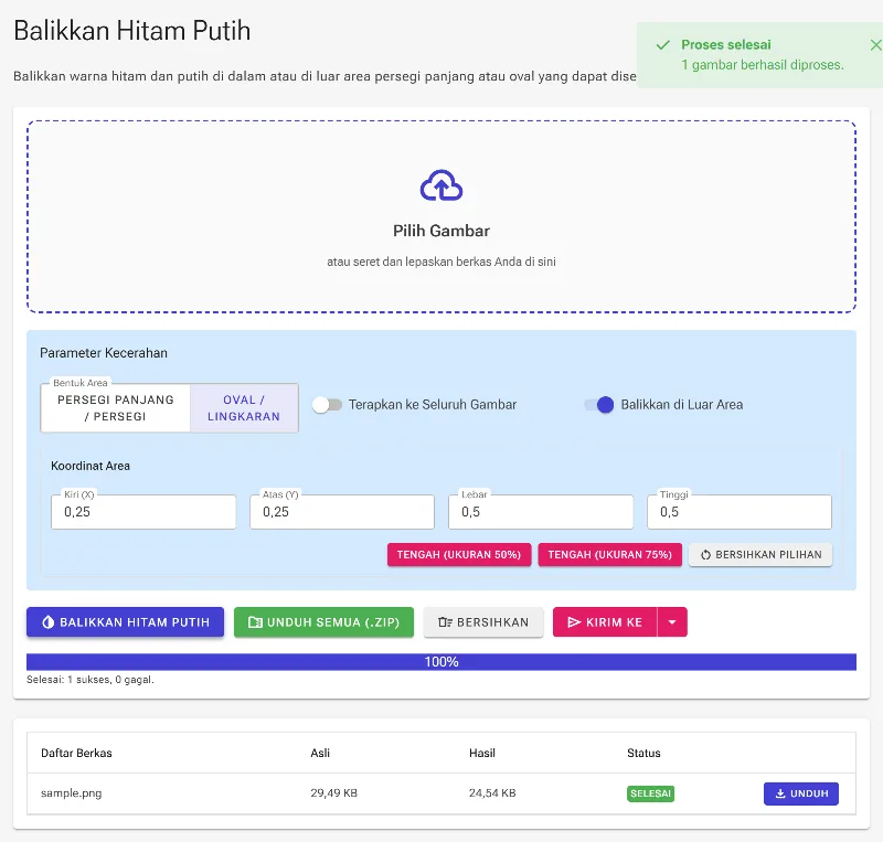 Proses dan unduh gambar Anda