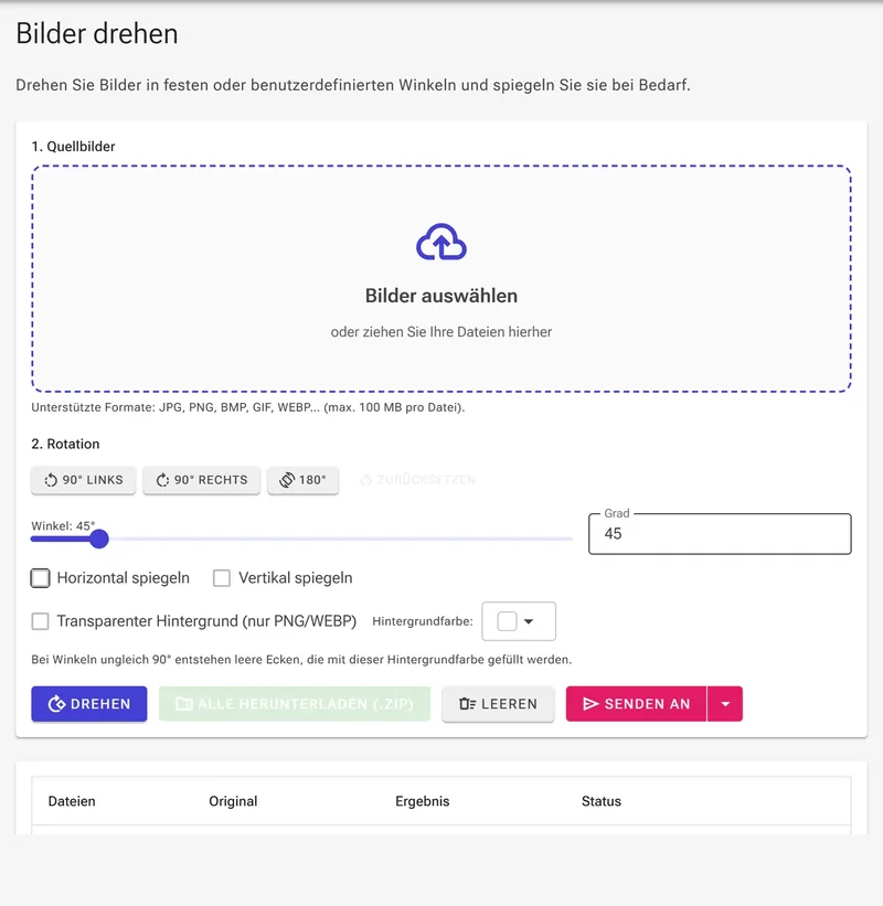 Benutzerdefinierten Drehwinkel einstellen