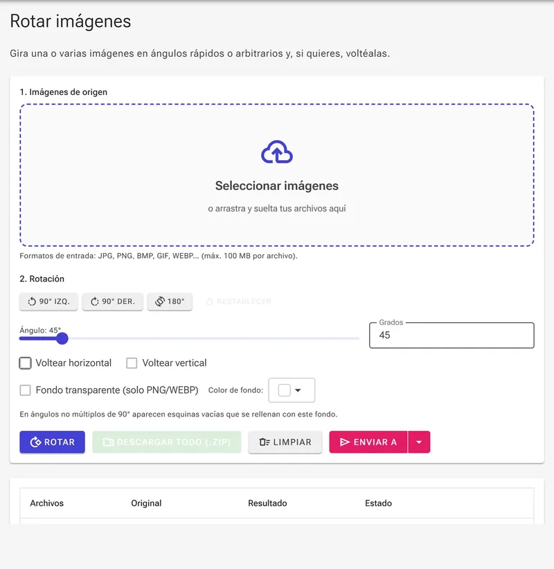 Define un ángulo de rotación libre