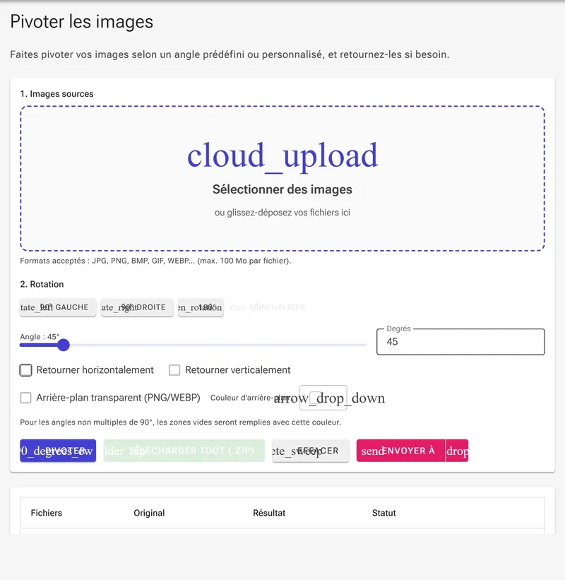 Définissez un angle de rotation libre