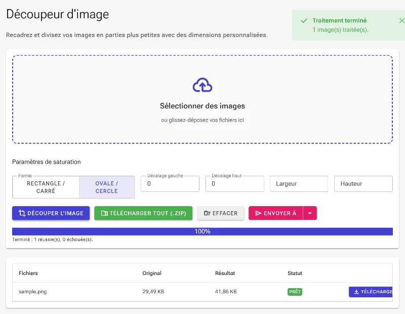 Traiter et télécharger l'image découpée