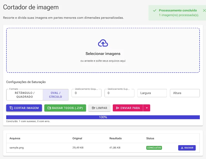 Processe e baixe a imagem cortada