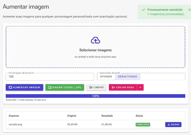 Amplie e salve seus resultados